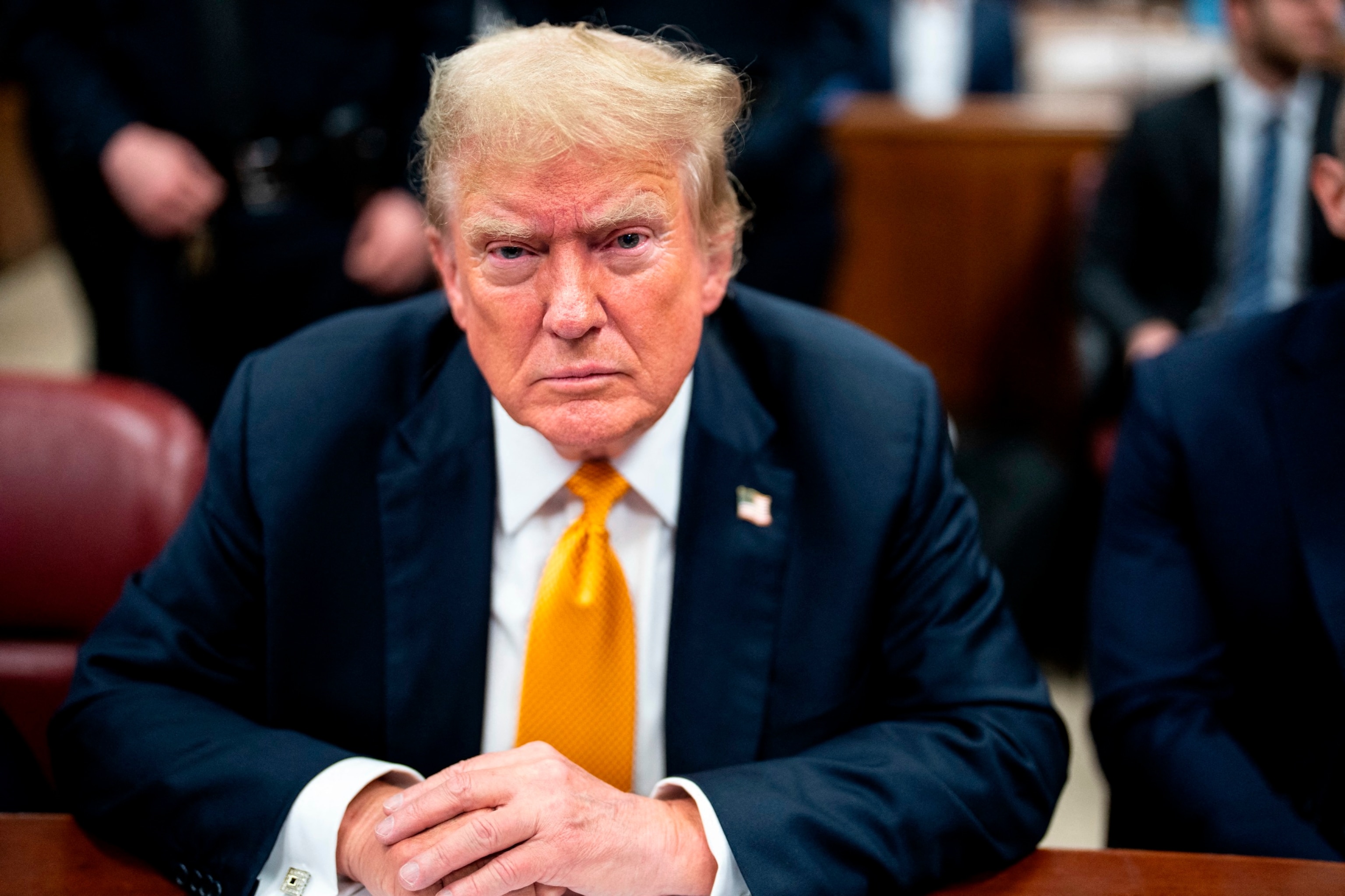 PHOTO: Former President and Republican presidential candidate Donald Trump arrives at his criminal trial at Manhattan Criminal Court in New York City on May 29, 2024.