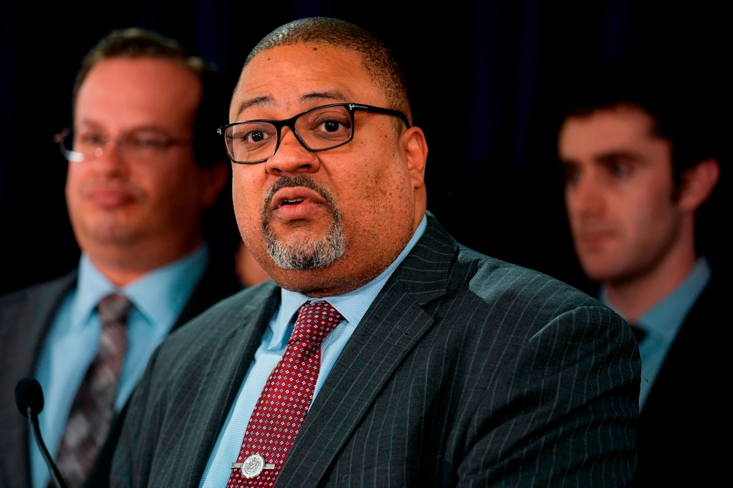 PHOTO: Manhattan District Attorney Alvin Bragg speaks to the media after a jury found former President Donald Trump guilty on 34 felony counts of falsifying business records, May 30, 2024, in New York City.