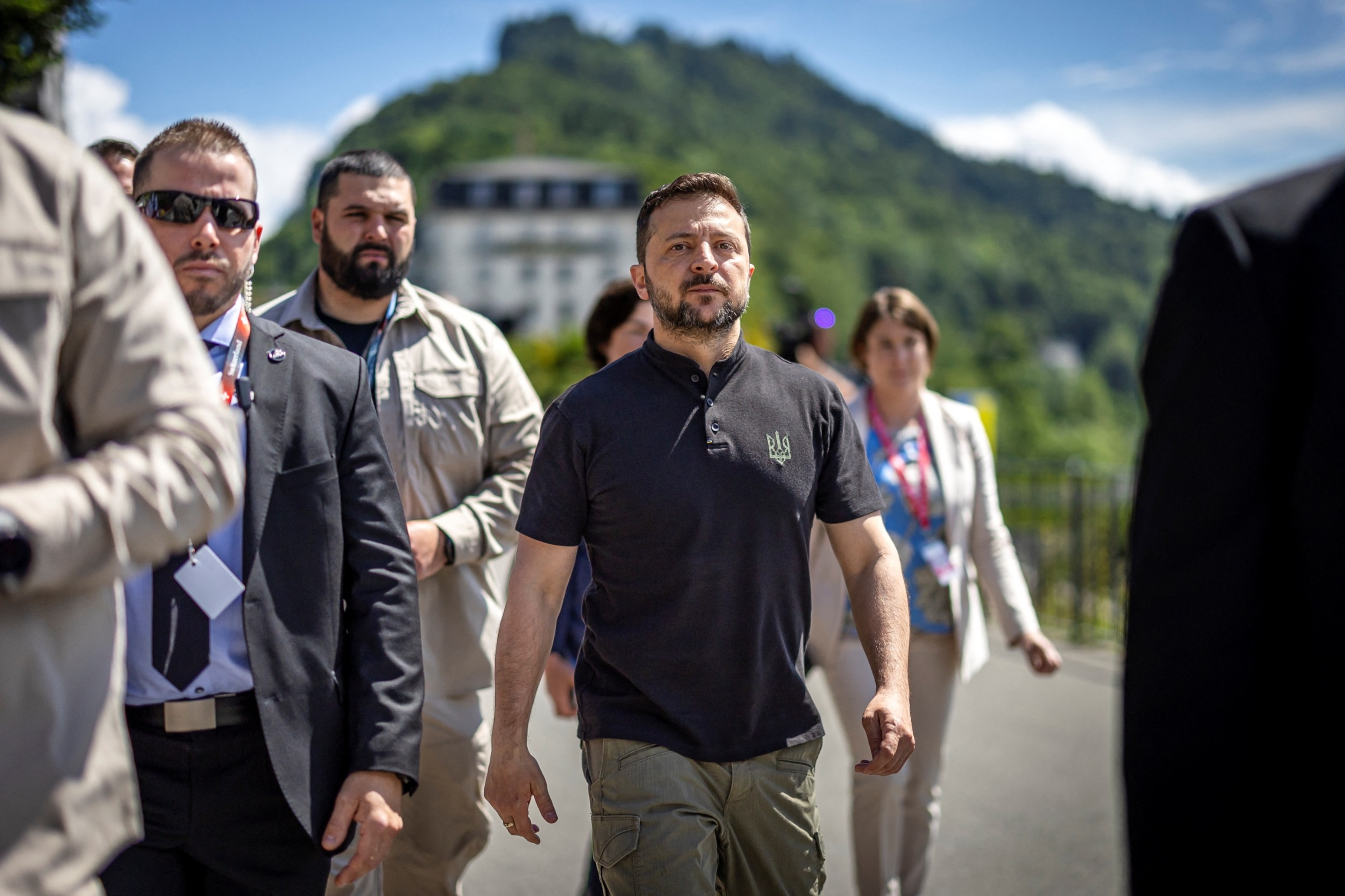 PHOTO: Ukrainian President Volodymyr Zelenskyy on his way during the Summit on peace in Ukraine, in Stansstad near Lucerne, Switzerland, June 16, 2024. 