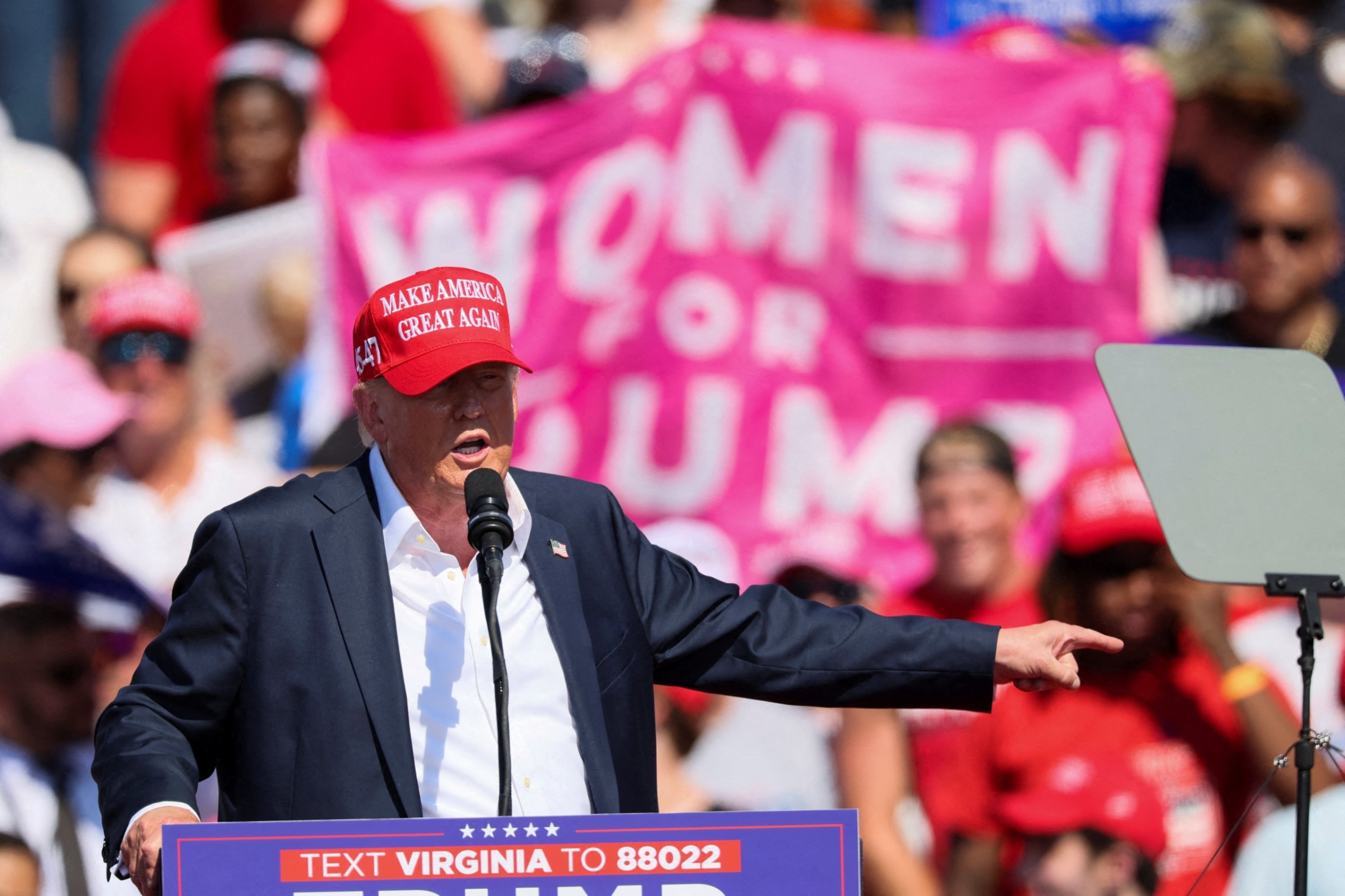 PHOTO: Former President and Republican presidential candidate Donald Trump holds a campaign event, in Chesapeake, Va., June 28, 2024. 