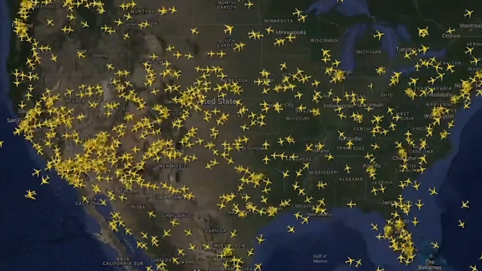 Drop in US Air Travel Captured in Video Timelapse During Early Morning IT Outages