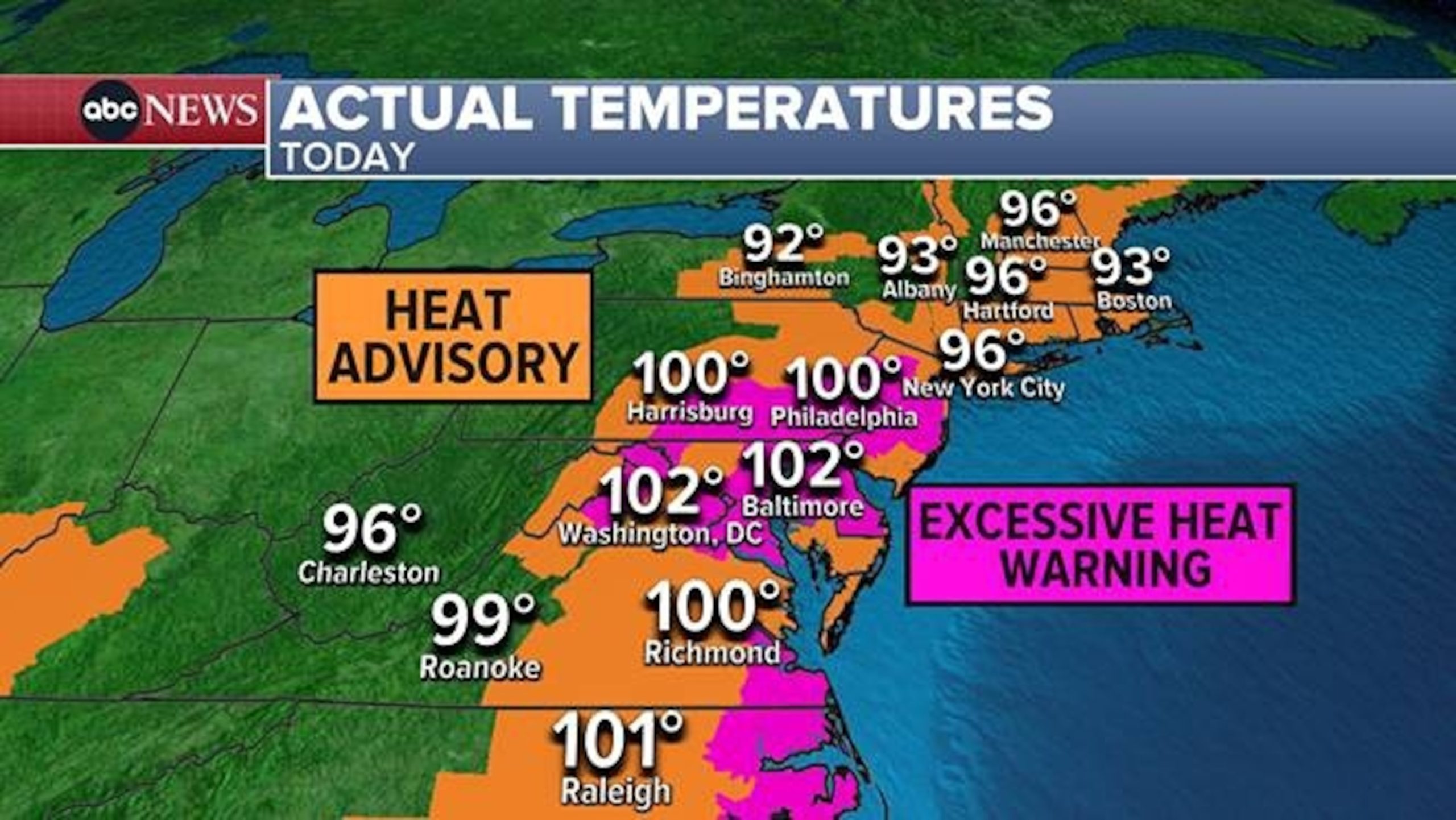 Duration of Dangerous Temperatures on East Coast Amid Record Heat