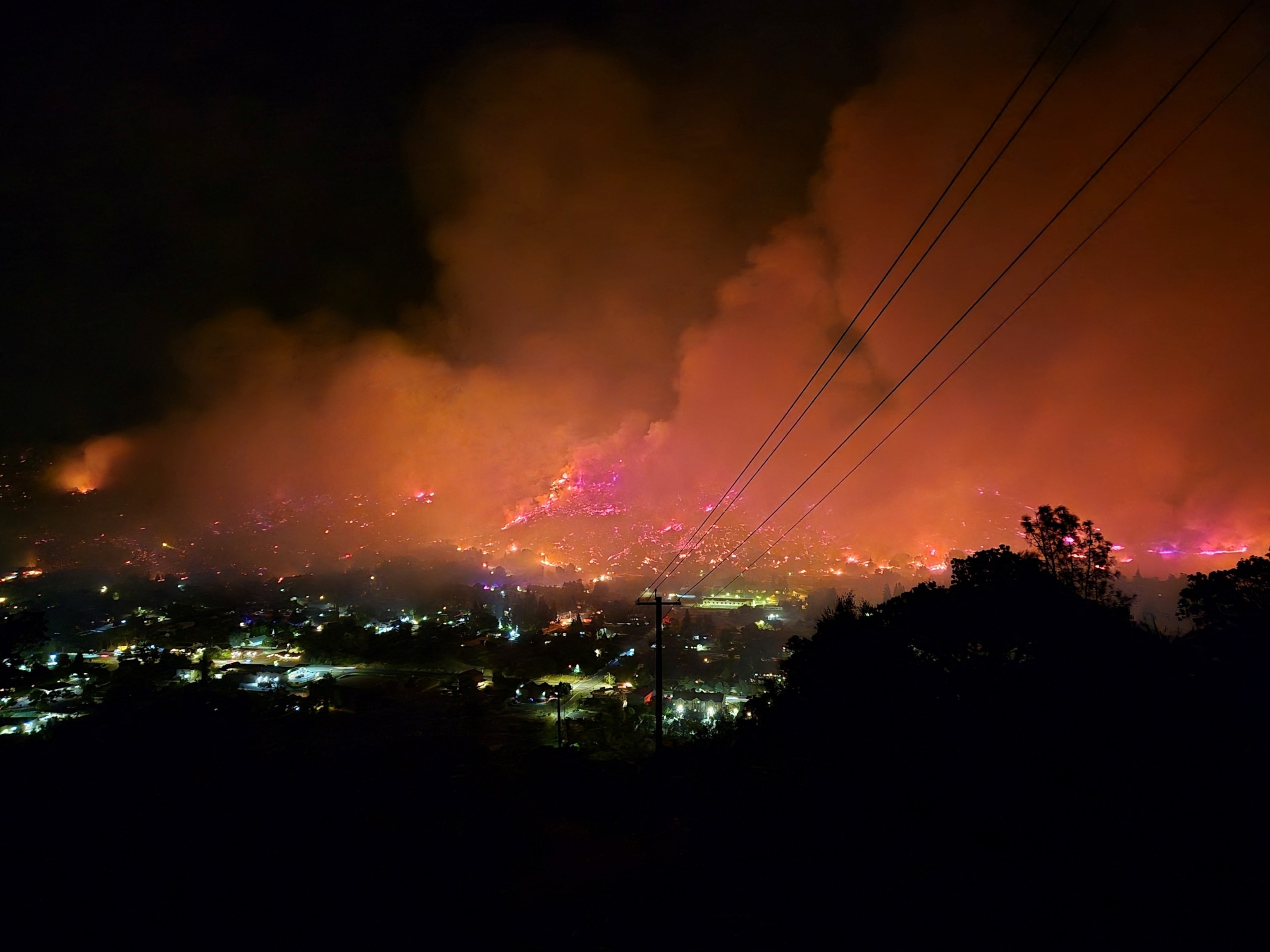 PHOTO: Fire and smoke rise from French fire in Mariposa, Calif., July 4, 2024, in this picture obtained from social media. 