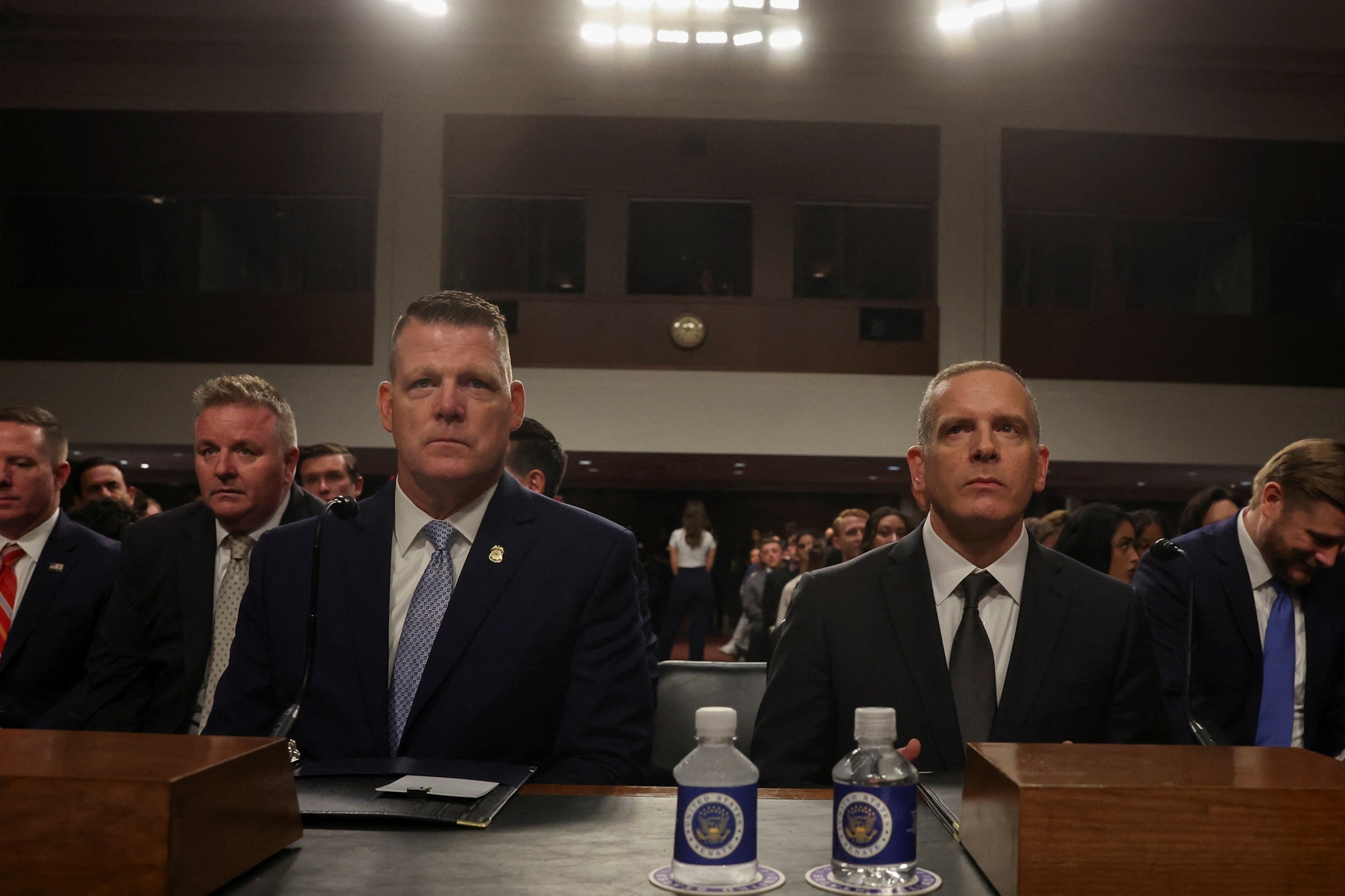 PHOTO: Acting Director of the U.S. Secret Service, Ronald L. Rowe, Jr. and Deputy Director of the FBI Paul Abbate appear for a Senate Judiciary Committee hearing, July 30, 2024, in Washington.