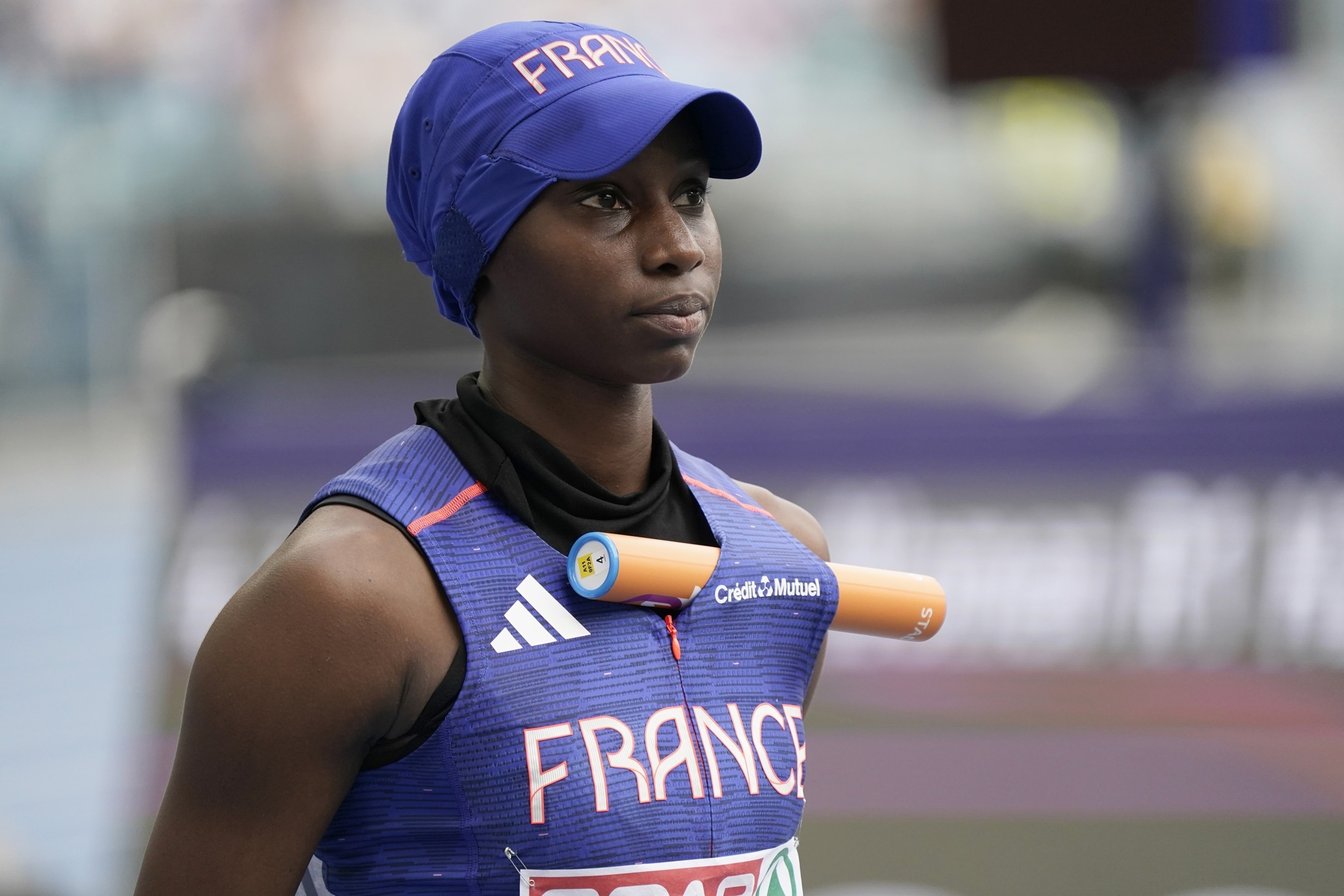 PHOTO: Sylla Sounkamba of team France  attends the 4x400m Relay Women during day five of the 26th European Athletics Championships - Rome 2024, June 11, 2024, in Rome.