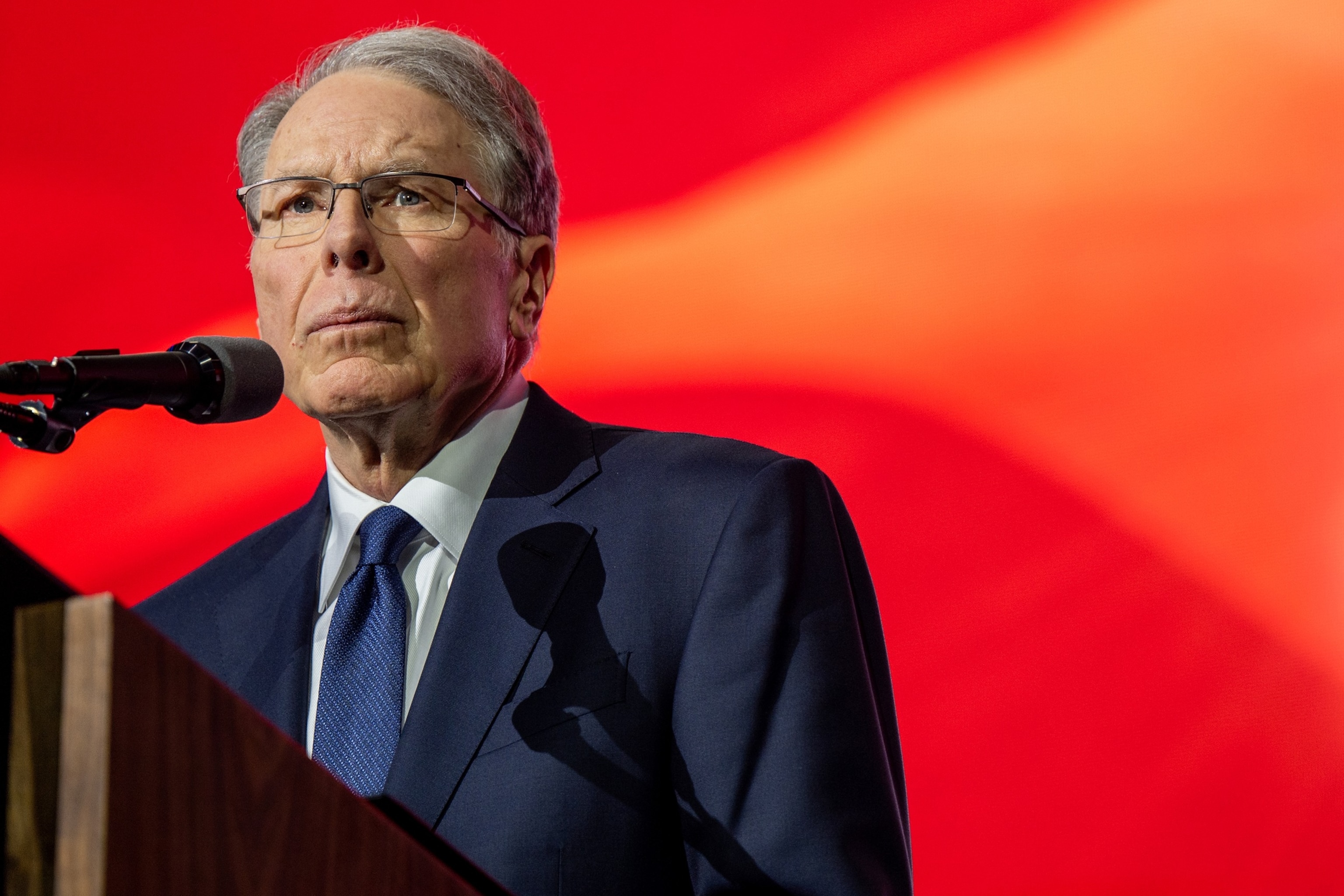 PHOTO: Former CEO and executive vice president of the National Rifle Association (NRA) Wayne LaPierre prepares to speak during the National Rifle Association (NRA) annual convention on May 27, 2022 in Houston, Texas. 