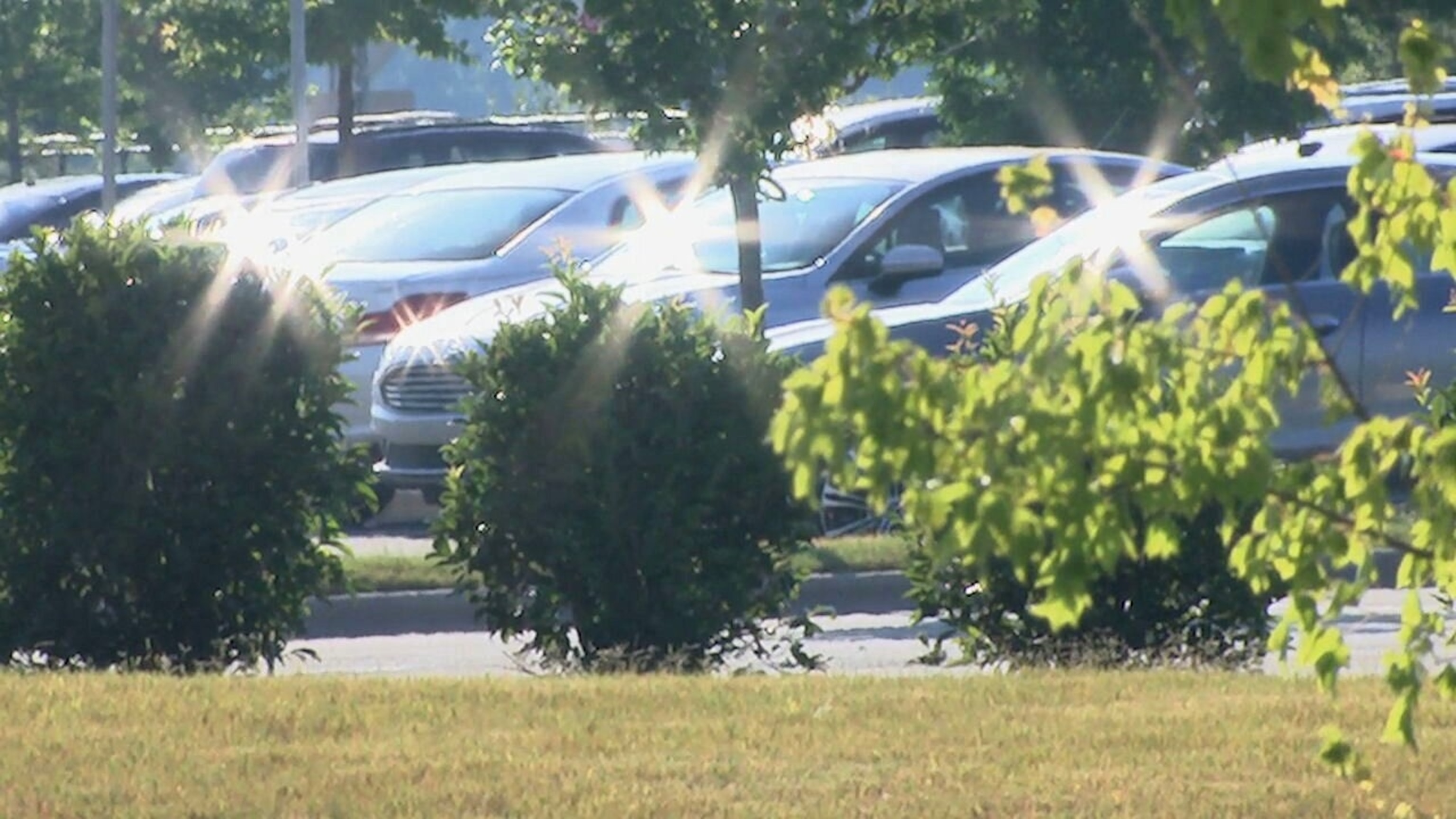 PHOTO: In this screen grab from a video, cars are shown parked in the sun.