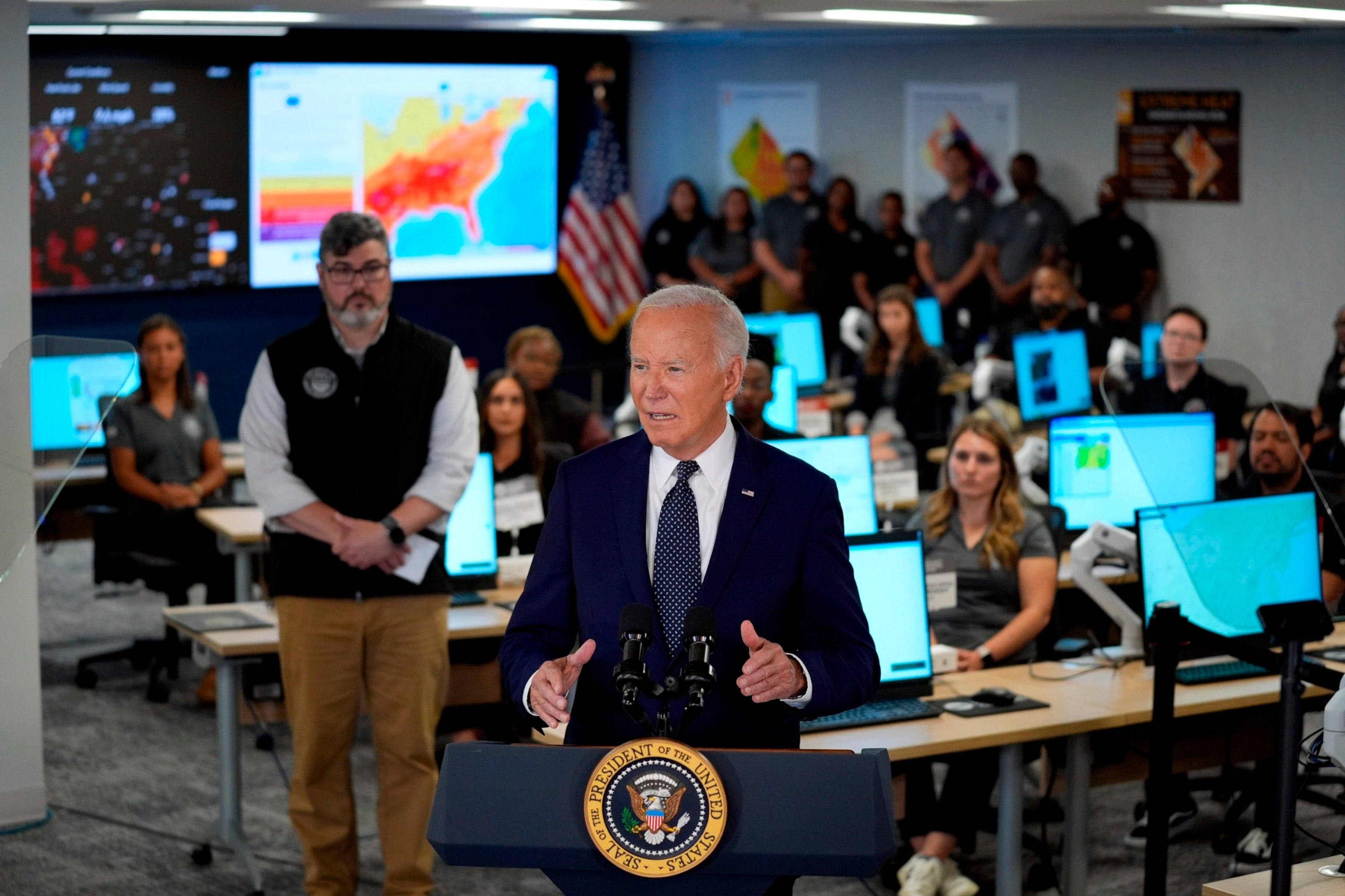 PHOTO: President Joe Biden speaks during a visit to the D.C. Emergency Operations Center, Washington, DC, July 2, 2024.
