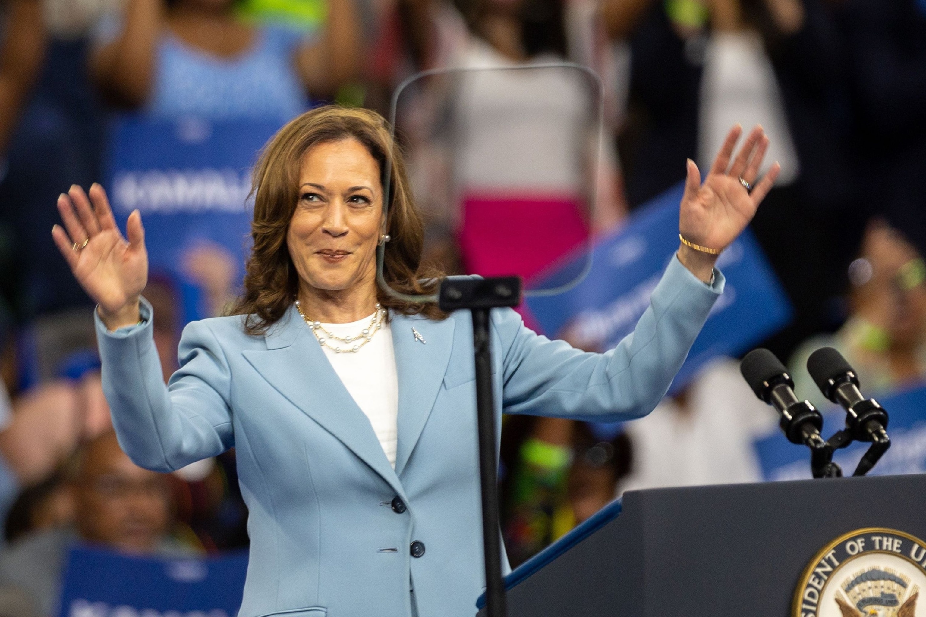 PHOTO: Vice President  Kamala Harris campaigns In Atlanta, July 30, 2024.