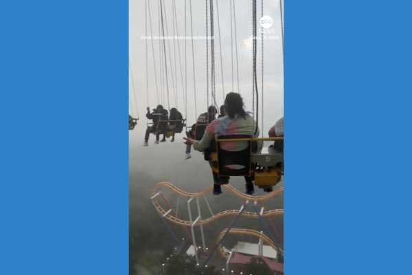 Passengers stranded on video amusement park ride during storm