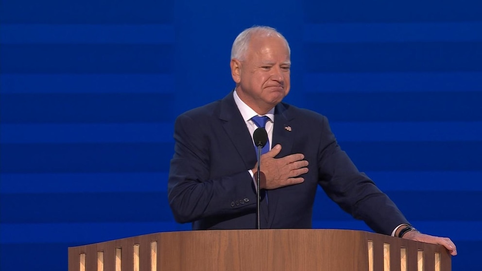 Tim Walz discusses his background and freedoms under Kamala Harris during his keynote address at the DNC