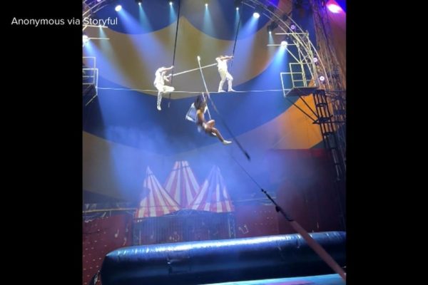 UK circus performer survives fall from tightrope in video footage