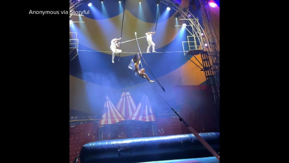 UK circus performer survives fall from tightrope in video footage