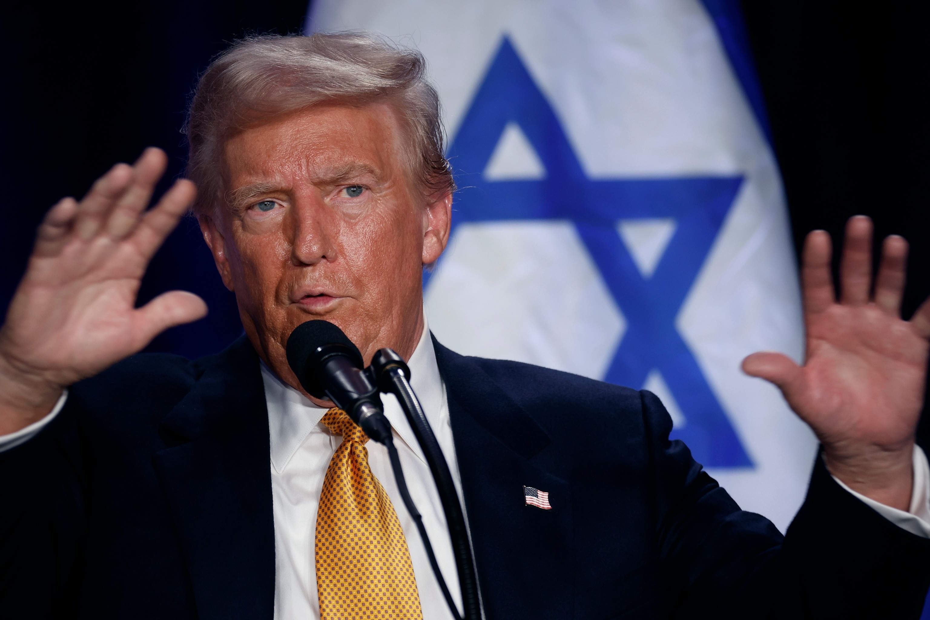 Former U.S. President Donald Trump, speaks before prominent Jewish donors at an event titled "Fighting Anti-Semitism in America" at the Hyatt Regency Capitol Hill on September 19, 2024, in Washington, D.C. (Photo by Chip Somodevilla/Getty Images)