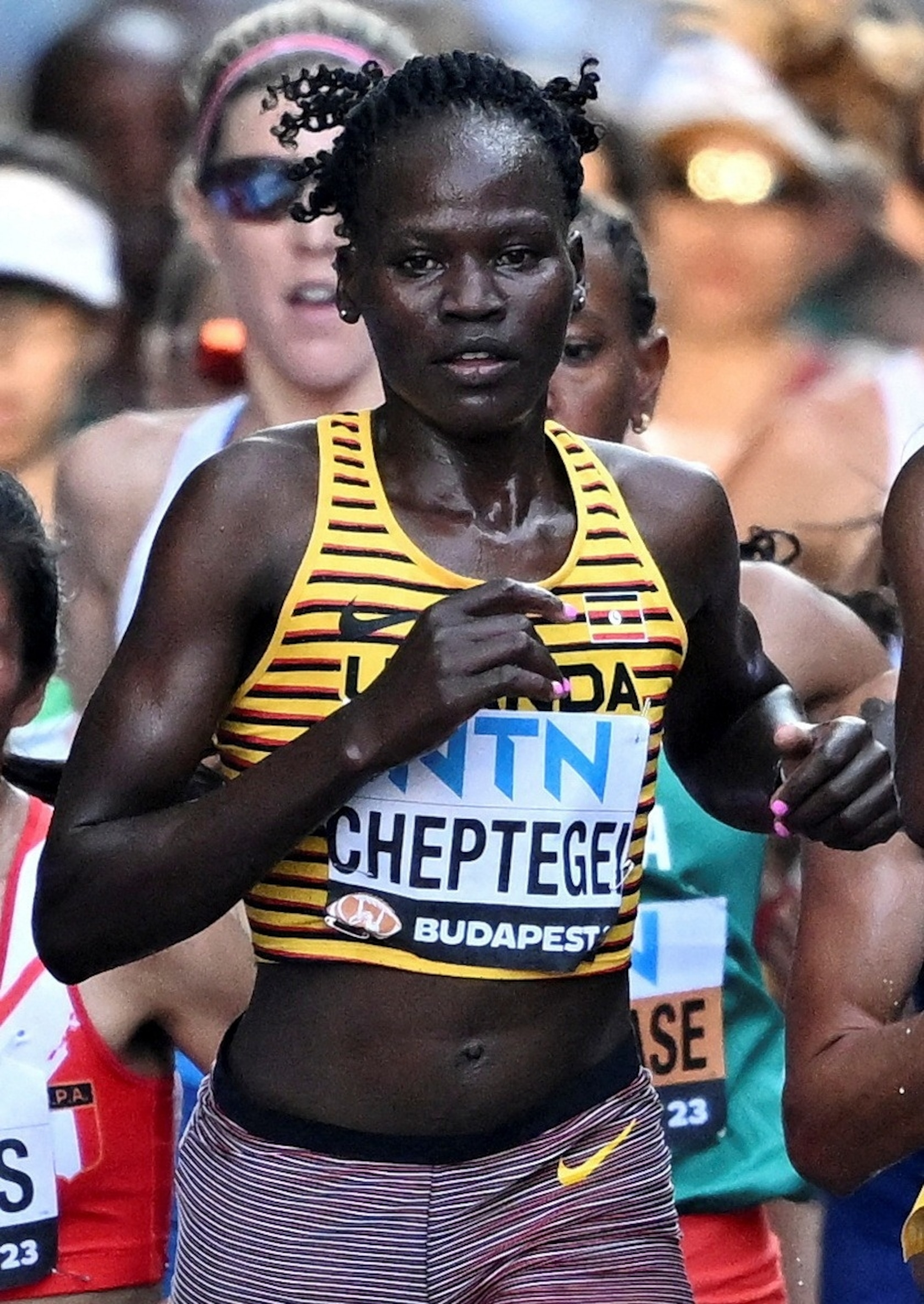 PHOTO: Uganda's Rebecca Cheptegei during the women's marathon final  Budapest on Aug. 26, 2023.