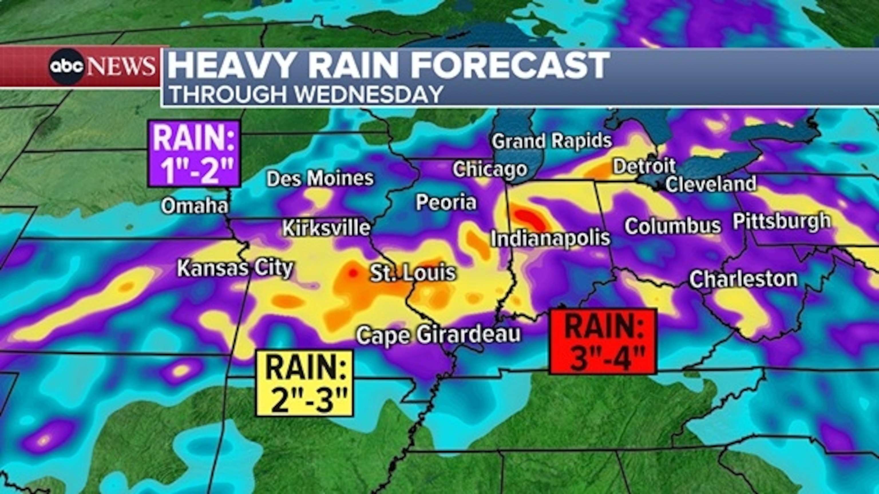 PHOTO: Heavy rain forecast weather map