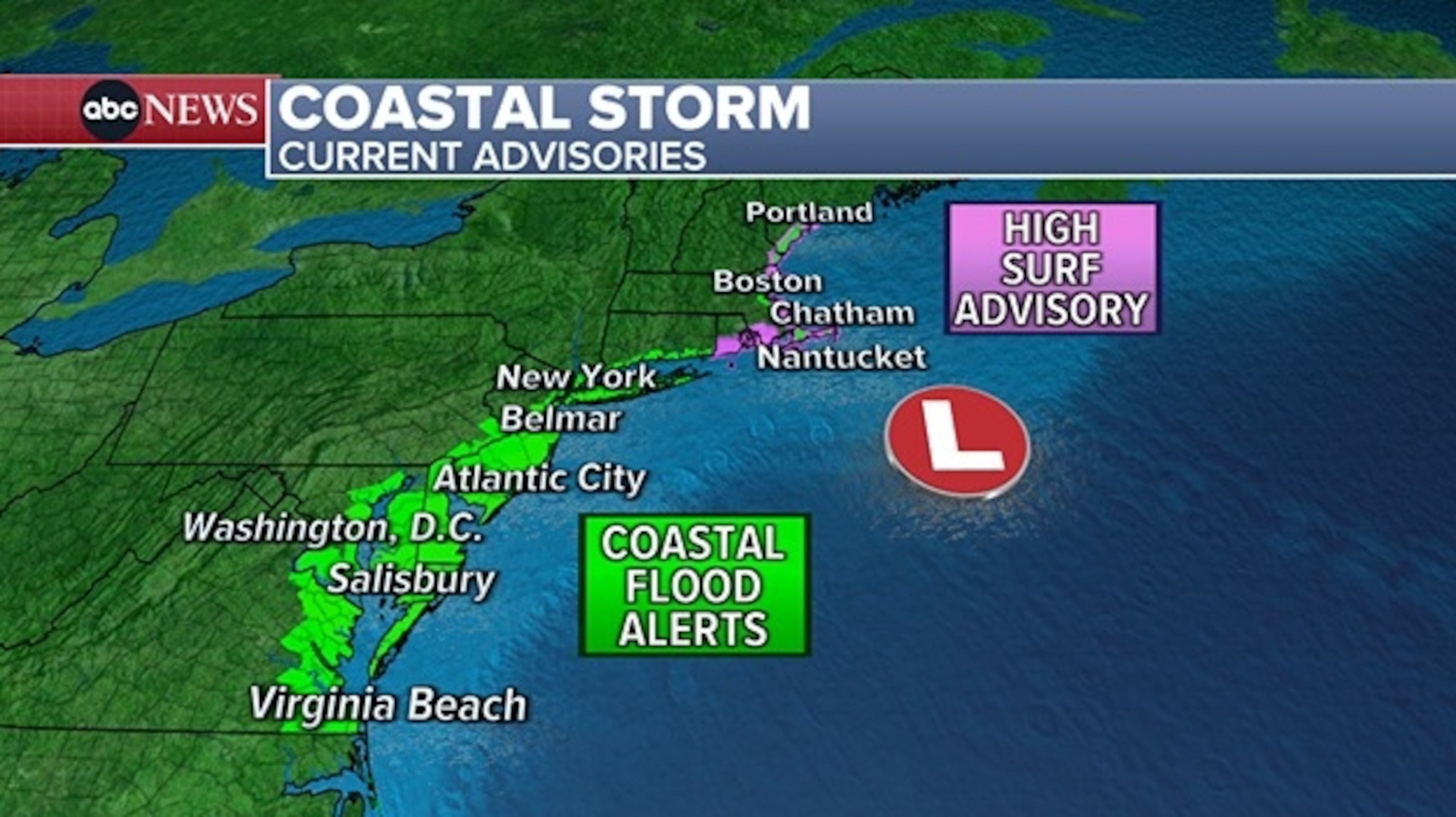 PHOTO: Coastal storm weather graphic